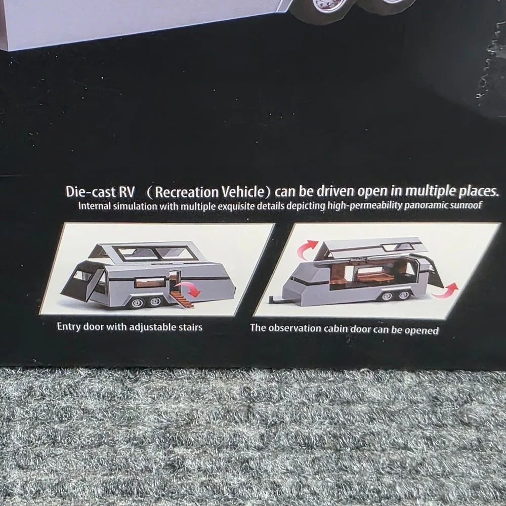 Che Zhi Die-Cast Cybertruck with RV Trailer 1:32 Silver Pull Back Series NIB